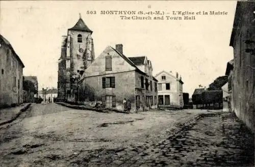 Ak Monthyon Seine et Marne, Kirche, Rathaus