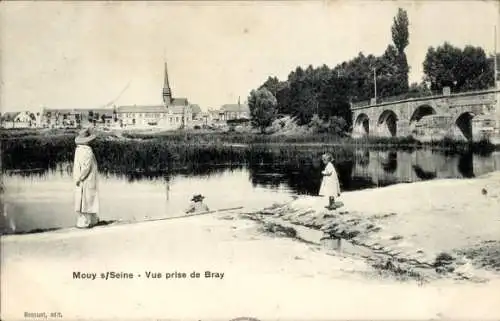 Ak Mouy sur Seine Seine-et-Marne, Blick von Bray aus