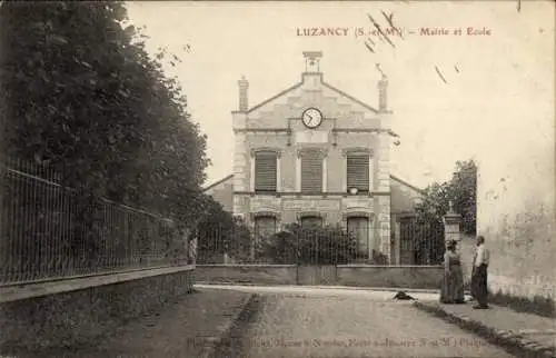 Ak Luzancy Seine et Marne, Rathaus, Schule