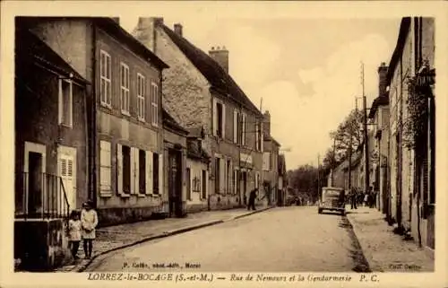 Ak Lorrez le Bocage Seine et Marne, Rue de Nemours, Gendarmerie