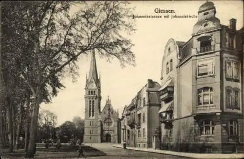 Ak Gießen an der Lahn Hessen, Johannisstraße, Johanniskirche