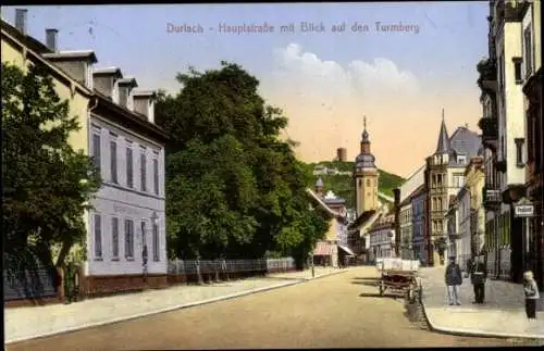 Ak Durlach Karlsruhe in Baden, Hauptstraße, Turmberg