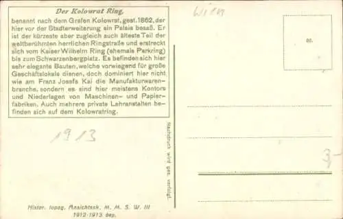 Ak Wien 1 Innere Stadt, Kolowratring, Straßenbahnen