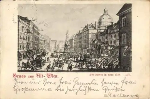 Künstler Ak Wien 1 Innere Stadt, Der Graben 1719