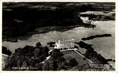 Ak Skurup Skåne Schweden, Svaneholm Slott, Schloss, Fliegeraufnahme