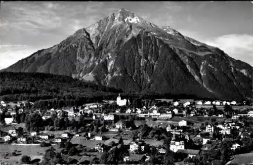 Ak Spiez am Thuner See Kanton Bern, Gesamtansicht, Niesen