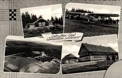 Ak Bad Salzgitter in Niedersachsen, Waldgaststätte Schäferstühl, Flugzeug, Fliegeraufnahme