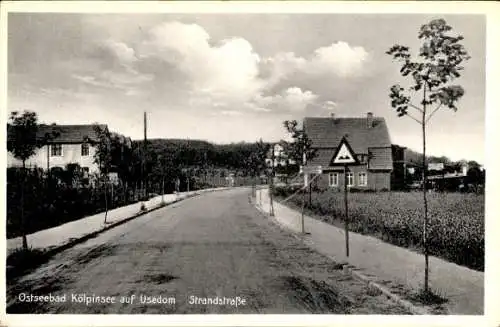 Ak Ostseebad Kölpinsee auf Usedom, Strandstraße