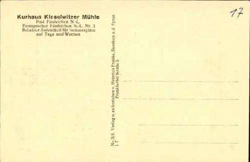 Ak Kieselwitz Schlaubetal Brandenburg, Kurhaus Kieselwitzer Mühle