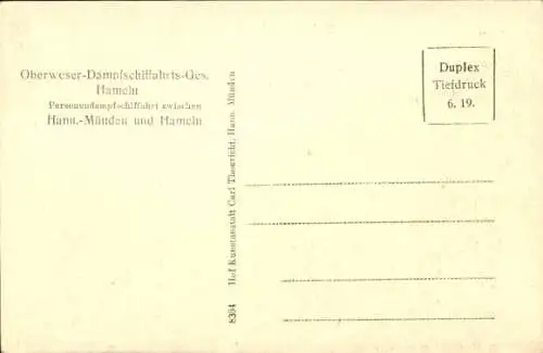 Ak Stahle Höxter an der Weser, Kiekenstein, Dampfer Oberweser Dampfschifffahrts Ges. Hameln