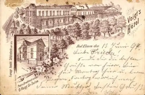 Litho Bad Elmen Salzelmen Schönebeck an der Elbe, Voigt's Hotel