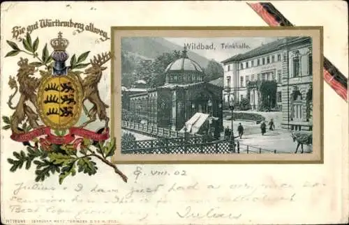 Präge Wappen Ak Bad Wildbad im Schwarzwald, Trinkhalle