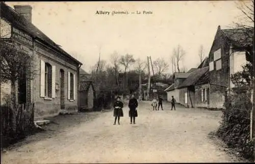 Ak Allery Somme, La Poste