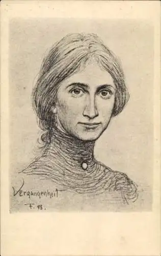 Jugendstil Künstler Ak Fidus, Vergangenheit, Frauenportrait, Nr. 90