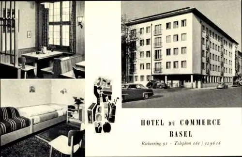 Ak Bâle Basel Stadt Schweiz, Hotel du Commerce, Riehenring 91