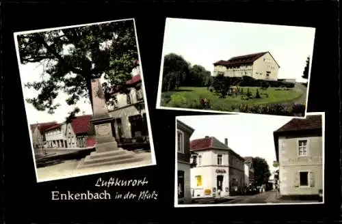 Ak Enkenbach Alsenborn in der Pfalz, Denkmal, Straßenpartie, Haus