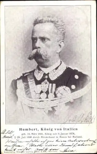 Ak König Umberto I. von Italien, 14 März 1844, 29 Juli 1900