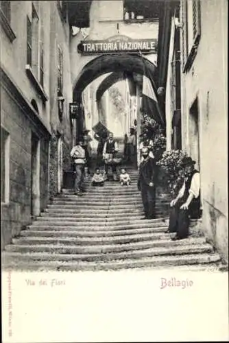 Ak Bellagio Lago di Como Lombardia, Via dei Fiori, Trattoria Nazionale