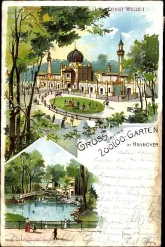 Litho Hannover in Niedersachsen, Zoologischer Garten, Restaurant