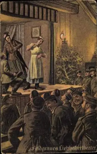 Ak Feldgraues Liebhabertheater, deutsche Soldaten