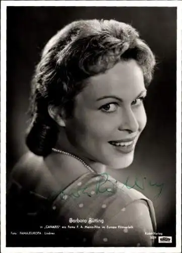 Ak Schauspielerin Barbara Rütting in Canaris, Porträt