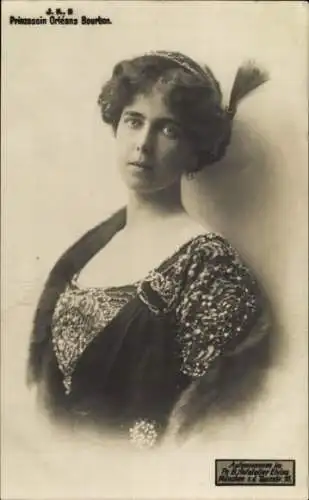 Ak J.K.H. Prinzessin Beatrice v. Orléans Bourbon mit Haarschmuck