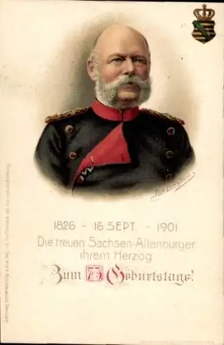 Künstler Litho Langbein, Rob., Herzog Ernst von Sachsen-Altenburg, 75. Geburtstag