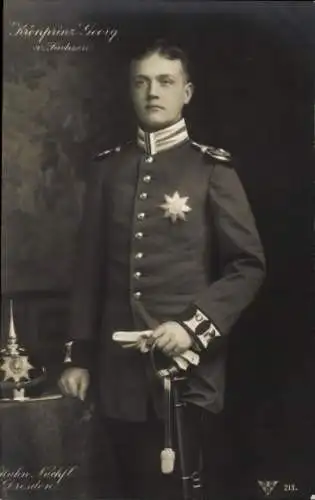 Ak Kronprinz Georg von Sachsen, Portrait in Uniform