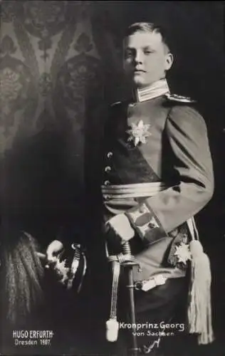 Ak Kronprinz Georg von Sachsen, Portrait in Uniform