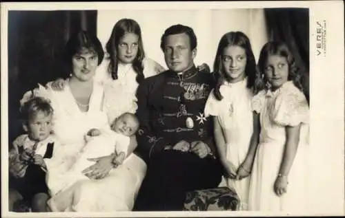 Foto Ak Anna Monika Pia von Sachsen, Erzherzog Josef Franz von Österreich, Kinder