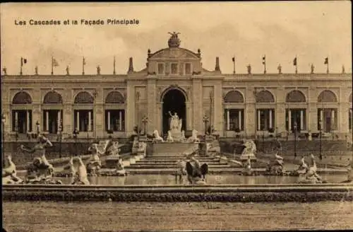 Ak Brüssel Brüssel, Ausstellung von 1910, Die Hauptfassade, die Kaskaden