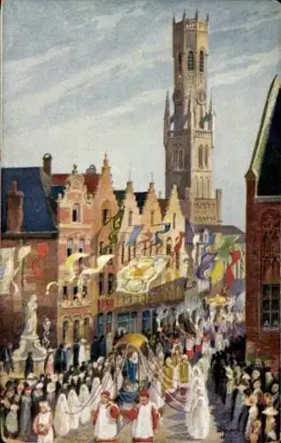 Künstler Ak Hoecke, Brugge Westflandern, Le Pont Saint Jean