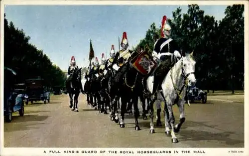 Ak London England, Eine vollständige Königswache der Royal Horsequards in der Mall