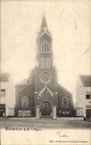 Ak Moustier sur Sambre Wallonien Namur, Kirche