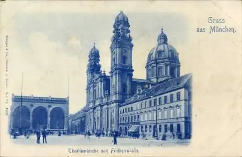 Ak München, Theatinerkirche, Feldherrenhalle