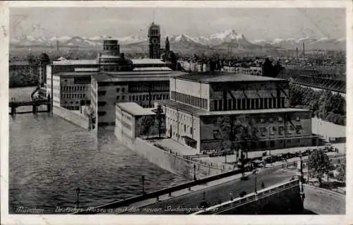 Ak München Bayern, Deutsches Museum mit den neuen Studiengebäuden