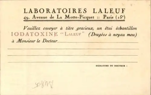 Ak Paris XV, Reklame, Laboratoires Laleuf, Iodatoxine