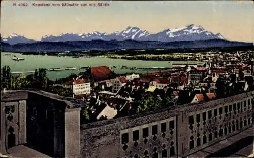 Ak Konstanz am Bodensee, Blick vom Münster, Säntis