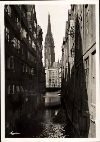 Ak Hamburg Mitte Altstadt, Steckelhörnfleet, Nicolai-Kirche