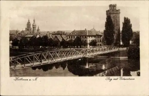 Ak Heilbronn am Neckar, Steg mit Götzenturm