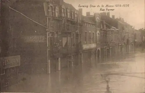 Ak Seraing Wallonien Lüttich, Crue de la Meuse 1925-1926, Rue Ferrer