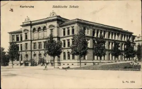 Ak Karlsruhe in Baden, Städtische Schule