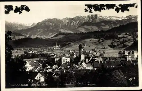 Ak Immenstadt im Allgäu Schwaben, Durchblick zum Ort, Kirche, Gebirge