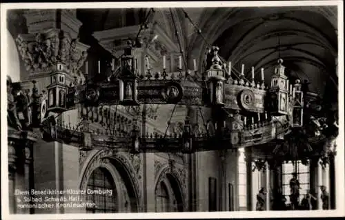 Ak Comburg Schwäbisch Hall in Württemberg, Innenansicht ehem. Benediktiner-Kloster, Kronleuchter