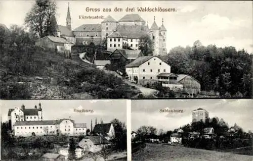 Ak Saldenburg in Niederbayern, Fürstenstein, Englburg, Saldenburg, die drei Waldschlösser