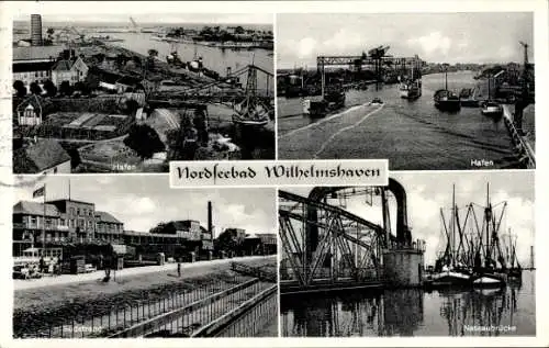 Ak Wilhelmshaven, Nassaubrücke, Hafen, Südstrand