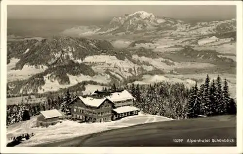 Ak Oberstdorf im Oberallgäu, Schrattenwang, Alpenhotel Schönblick, Winter