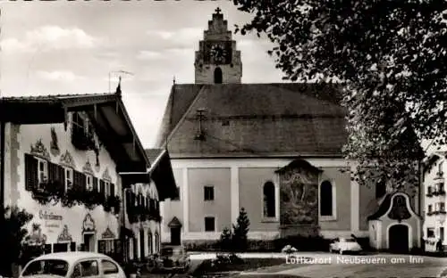 Ak Neubeuern am Inn Oberbayern, Teilansicht, Kirche