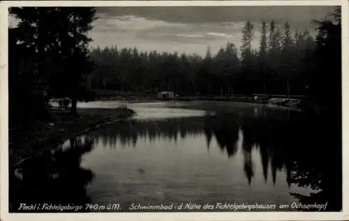 Ak Fleckl im Fichtelgebirge Warmensteinach Oberfranken, Schwimmbad am Ochsenkopf