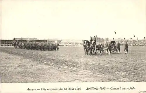 Ak Anvers Antwerpen Flandern, Fete militaire du 20 Aout 1905, Canon